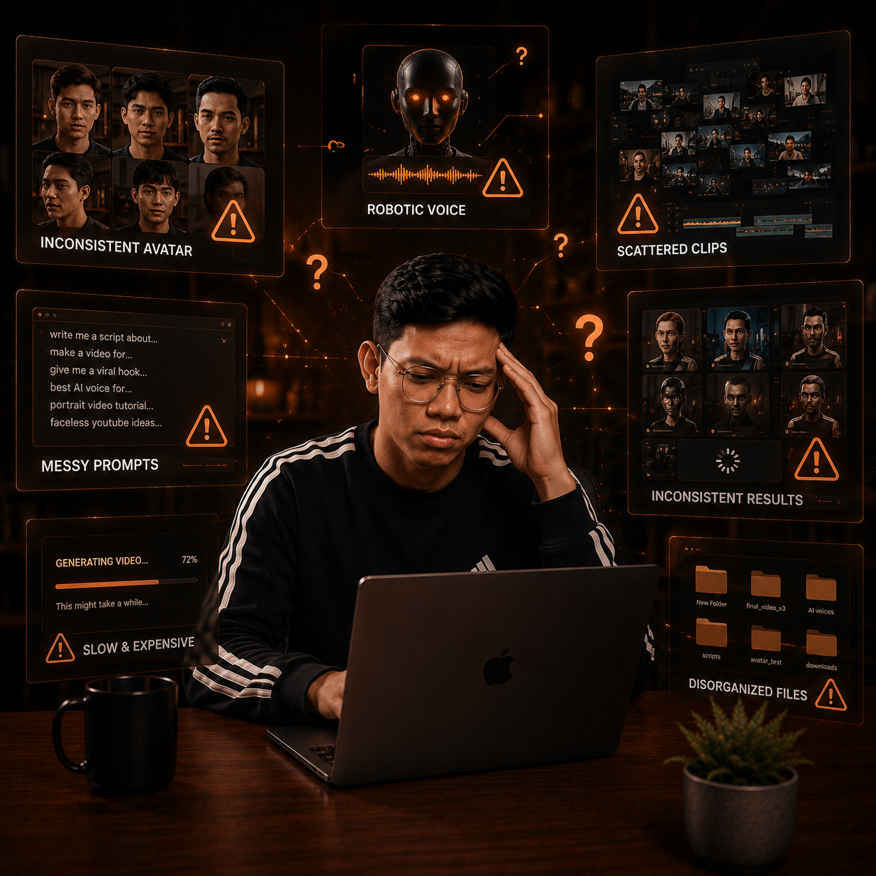 Consistent AI avatar workflow grid
