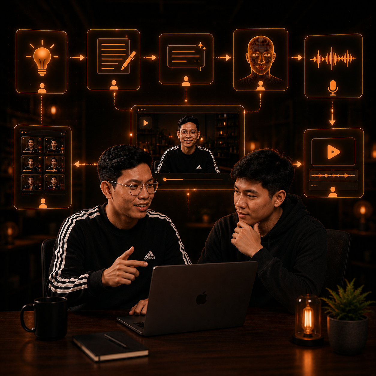 Mentor teaching AI avatar content creation